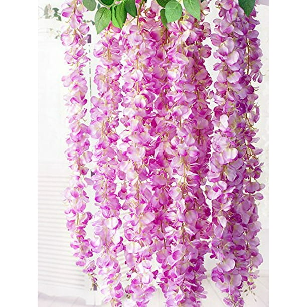 Artificial Daisy Silk Flower Wisteria Ivy Vine Wedding Balcony Decor Pink